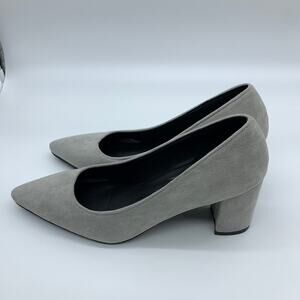 Block Heel Pump Womens Size 9.5 Gray Pointed Toe
